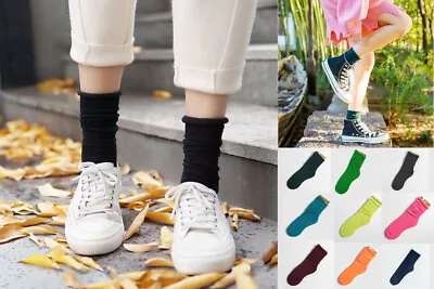 Warm Bright Candy Brushed Cotton Tube Long Ankle Slouch Socks Loose Top  • £3.45