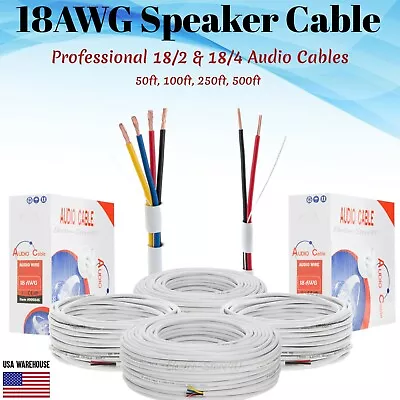 In Wall Audio Speaker Wire 18/2 18/4 18AWG Conductor Cable 50 100 250 500ft Lot • $16.75