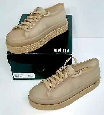 Melissa BE Fashion Women’s Sneaker Lace-Up Shoe USA Size 8 Beige/Tan • $38