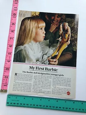 Vintage Print Ad 80s My First Barbie Doll Girl & Mother Photo Mattel 1982 • $6.04