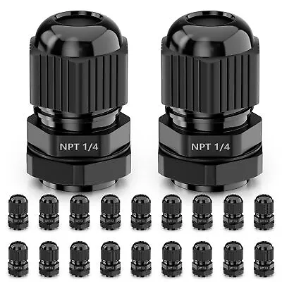 20pcs 1/4'' NPT Cable Gland For 0.16-0.31in/4-8mm Cable Diameter IP68 Waterpr... • $19.02