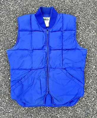 Vintage REI Quilted Goose Down 80s Retro Puffer Vest Mens Size M Medium Blue • $31.48