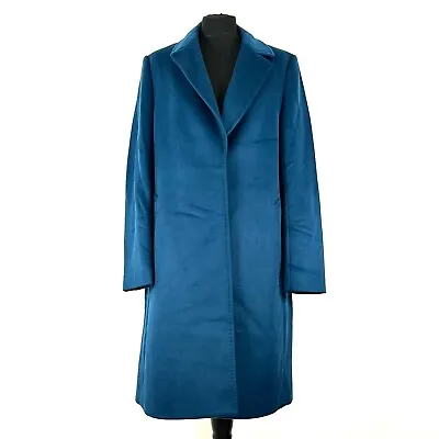 Jaeger Teal Blue Long Wool Coat Size 12 * Free Delivery* • £125