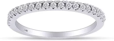 1/4ct Natural Round Diamond Micro-Pave Engagement Wedding Band 14K Solid Gold • $584.19