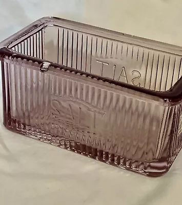 Beautiful Antique Hoosier Ribbed Salt Box With Purpled Glass • $30