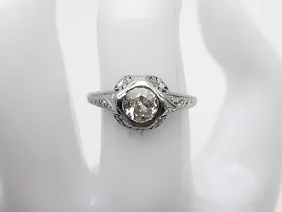 Antique 1900s $8000 1.25ct Si2 I Old Mine Cut Diamond Platinum Filigree Ring • $2950