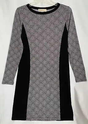 Michael Kors Black Colorblock Dress Long Sleeve Stretch Knee Length Sz S Capsule • $19.88
