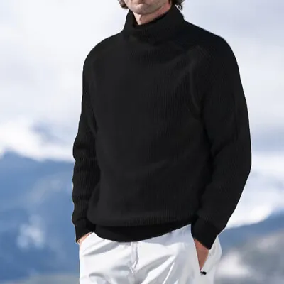 Men's Turtleneck High Neck Sweater Long Sleeve Knitted Pullovers Warm Sweatshirt • $33.83