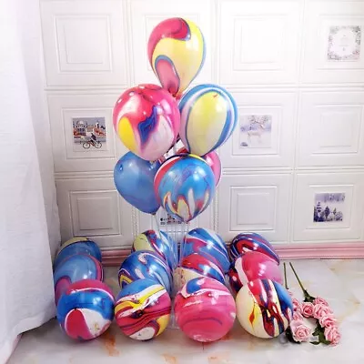 12  Marble Latex Balloons Birthday Wedding Baby Shower Theme Party Decoration  • £2.69
