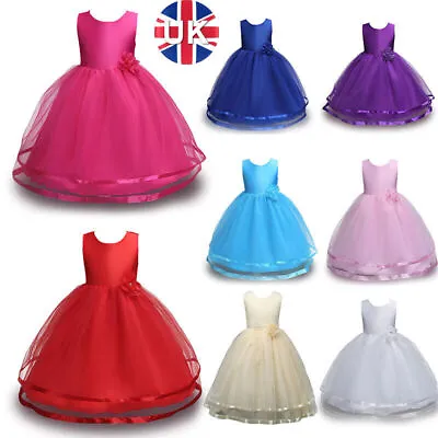 £12.99 • Buy Girl Bridesmaid Dress Baby Flower Kids Party Rose Wedding Princess Dresses