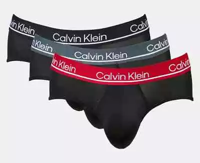 3 X Genuine CALVIN KLEIN Men's Microfiber Hip Brief CK Underwear Black Gift • $64.95