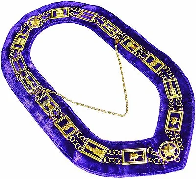 Masonic Regalia OES Order Of Star  Metal Chain Collar PURPLE Backing DMR-900GP • $34.99