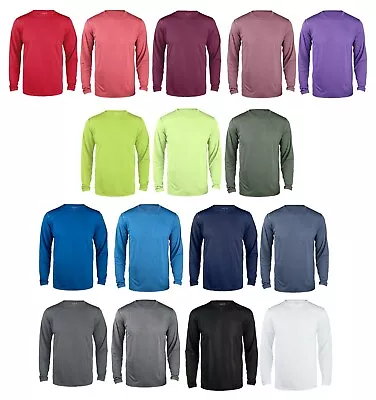 Reebok Mens Poly Wick Dri-fit Tee Work Out Gym S-5XL Long Sleeve Sport T-shirt • $14.95