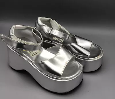 Pair Girl’s Silver Platform Shoes 60’s 70’s Go-Go Costume HALLOWEEN Play Theater • $18