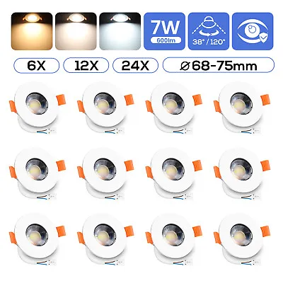 68mm Recessed LED Ceiling Lights Tri-Colors Dimmable Downlight 38°/60°/120° IP44 • £29.99