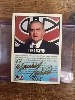 1992-93 Score Rocket Richard  The Legend  Autographed Card #549 • $43.46