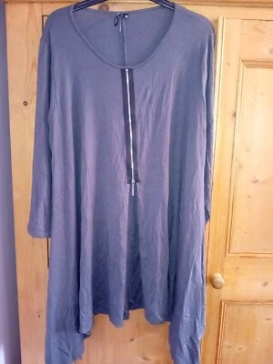 £19.99 • Buy Yong KIM Grey Zip Waterfall TUNIC Top Size 16
