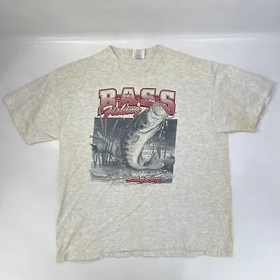 Bass Fishing Catch & Release Power Pro Oneita Gray Vintage T-Shirt Me's Size XL • $17.85