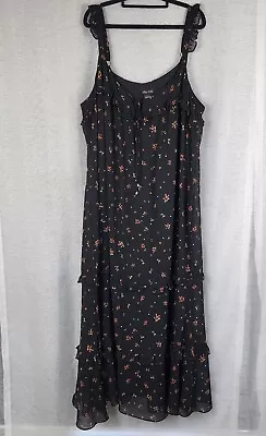 City Chic Plus Size L Maxi Dress Floral Print Frill Strap Tie Front 25  Bust  • $28.95