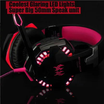 3.5mm Stereo Gaming Headset LED Headphones For PC Laptop Mac PS4 PS5 MIC Xbox • £17.99