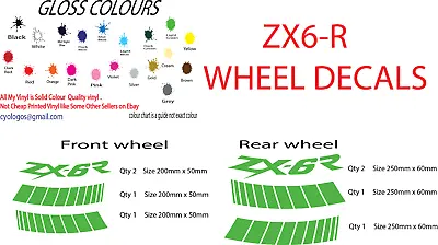 Motorcycle  ZX6R Wheel Decals Rim Stickers ZX6 R ZX ZXR NINJA • £9.99
