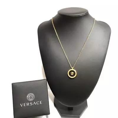 Versace Necklace Medusa Medallion Black & Gold Men's Authentic • $349.99