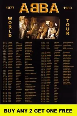 ABBA World Tour 77 -1980  Laminated Tour Poster • $15.95