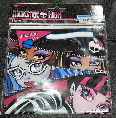 Monster High Treat Favor Birthday Party Loot Bags 8 Count Designware Amscan NEW • $5
