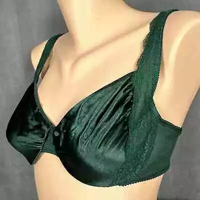 Vintage Lilyette Bra 36C Second Skin Satin Green Lace Unlined 3722 Underwire • £27.24