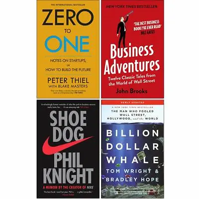 $47.12 • Buy Zero To One, Business Adventures, Shoe Dog, Billion Dollar Whale 4 Books Set