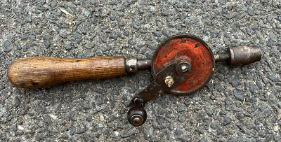 Vintage Manual Hand Crank Drill Whisk With Wooden Handle Decorative • £12.95