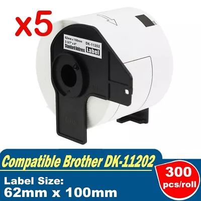 5 Roll Compatible For Brother DK-11202 Shipping/Name Label QL-500W QL-570 QL-700 • $38.50