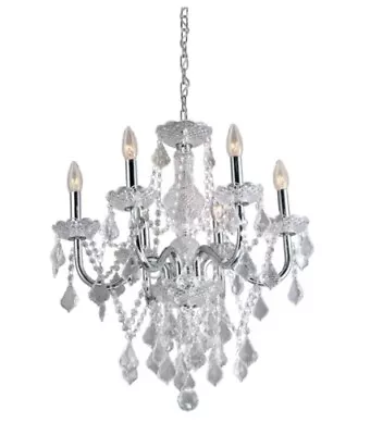 Portfolio 6-Light Polished Chrome Vintage Crystal Chandelier • $89