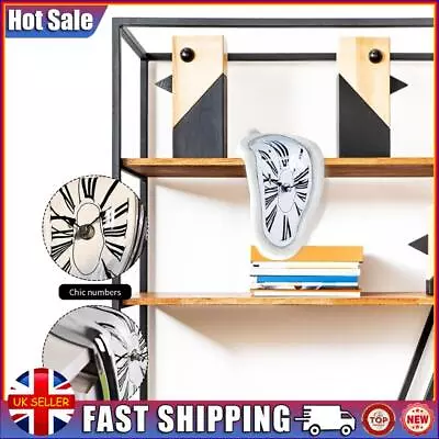 Melting Clock Deformation Clock Roman Number Gifts For Art Lovers (White) • £10.09