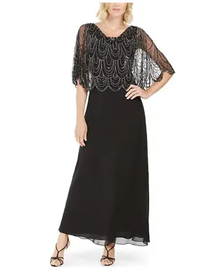 JKara Womens Black Drapey Maxi Formal Evening Dress Size 8 NWT $298 • $34.99