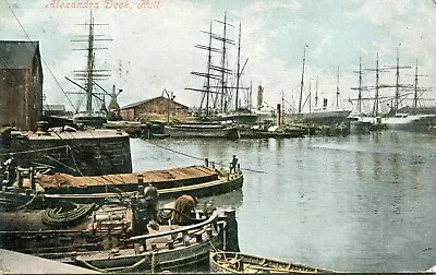 Sailing ShipsSteam BoatsBarges At AnchorAlexander Docks Hull.Posted 1903 031 • £8