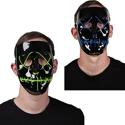 Wicked Costumes Neon Light Up Mask Adult Halloween Fancy Dress • £14.49