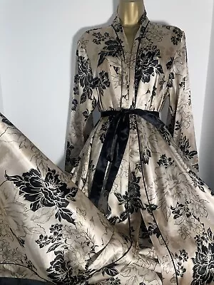 Stunning Marks & Spencer Gold Floral Glossy Satin Dressing Gown Size 16 • £6