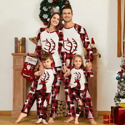 Xmas Family Matching Pajamas Elk Printed Father Mother Kids Clothes Homewear • $18