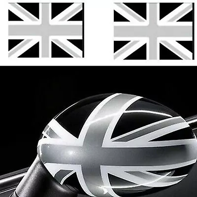 A Pairs Union Jack Black UK Flag Vinyl Sticker For BMW Mini Cooper Mirror Covers • $13.41