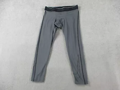 Nike Pants Mens Medium Gray Pro Compression 3/4 Tights Stretch Training Athletic • $19.99