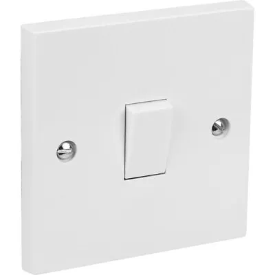 Light Switch 2 Way Single Gang 1 Gang 1G 10AX White Plastic With Fixing Screws • £2.35