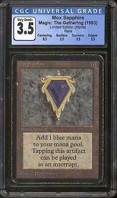 Magic MTG Alpha Mox Sapphire CGC 3.5 Pedigree HEAVILY PLAYED (HP) • $16852.95