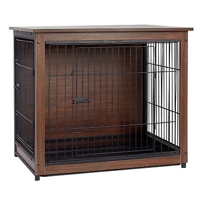 £115.92 • Buy Large Dog Kennel Indoor Vintage End Table Metal Wire Crate Elevated House & Tray