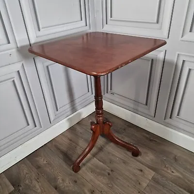 Antique Tilt-Top Wooden Square Hall Side Occasional Wine Window Plant Table • £139.99