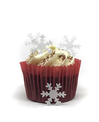 100 Precut White Snowflakes Edible Wafer Paper Cake Toppers Christmas Frozen • £3.49