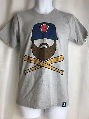 JOHNNY CUPCAKES BRAND MIKE NAPOLI T SHIRT Jersey Beard Baseball Gray Small NEW • $55