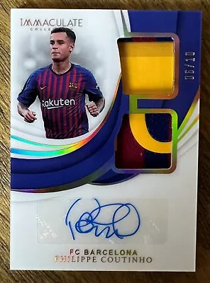 2018 Immaculate Soccer Philippe Coutinho Match Worn Patch Auto /10 Barcelona • $499.99