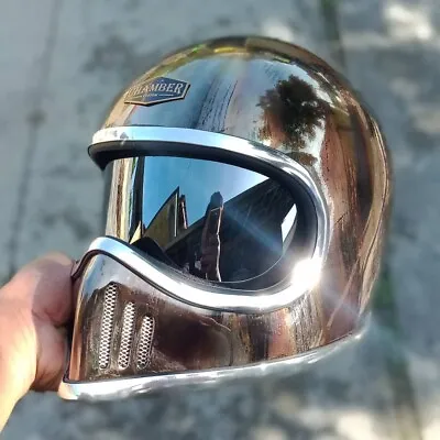 Vintage Custom Helmet Draco Rustic Chrome Cafe Racer Chopper Bobber Motorcycle • $275.50