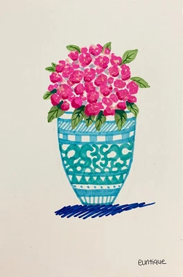 $15 • Buy EUNTIQUE - Original Flower Vase Painting By American Artist EUNTIQUE